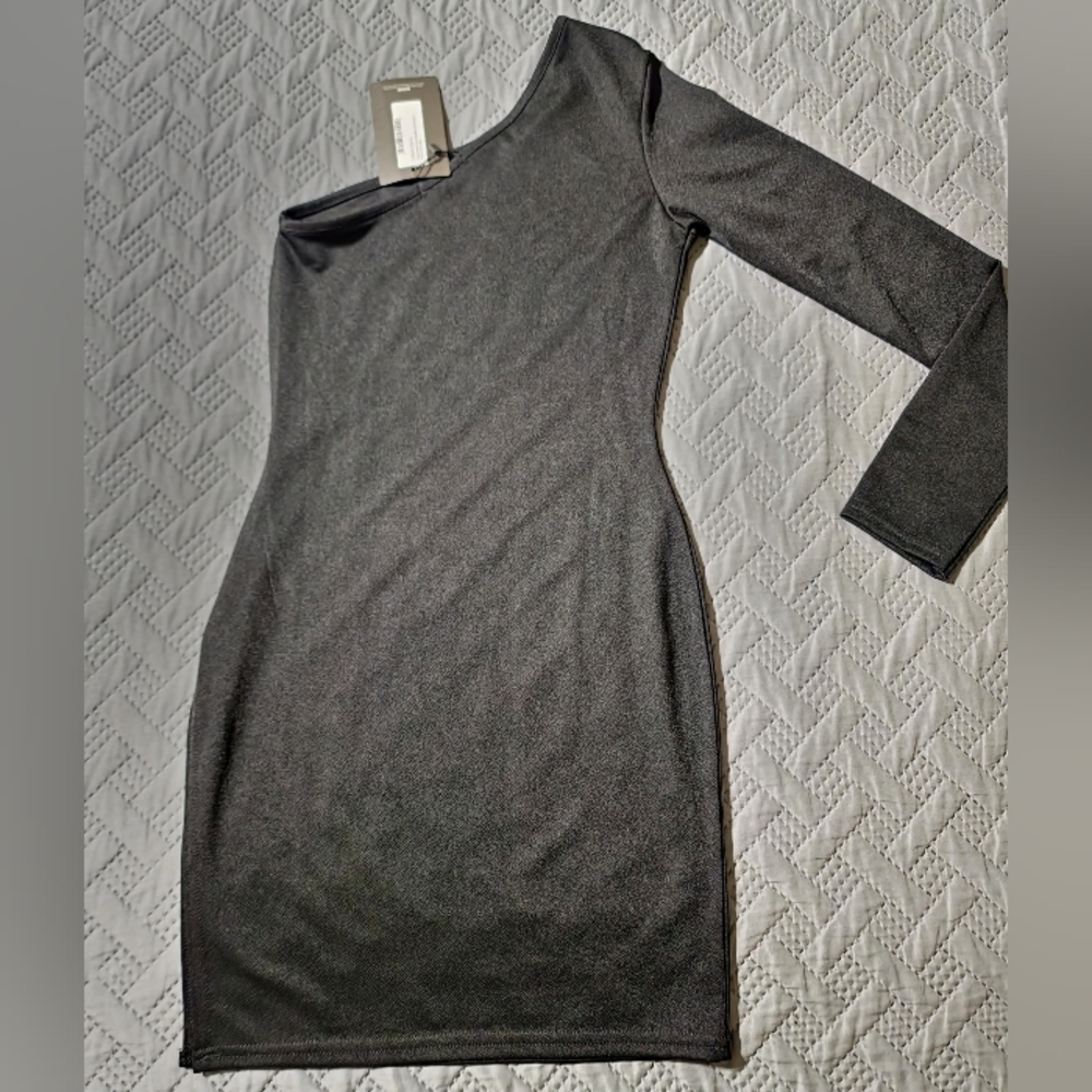 PrettyLittleThing Shape Black One Shoulder Split Bodycon Dress 8UK/ USA4